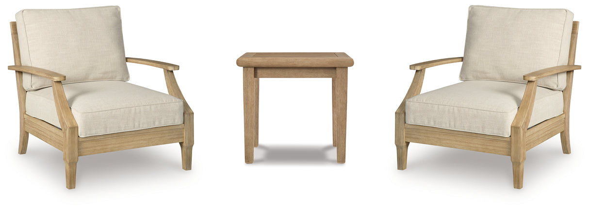 Clare View 3-Piece 2 Outdoor Chairs with End Table (Lounge Chair with Cushion, Lounge Chair with Cushion, Gerianne End Table)