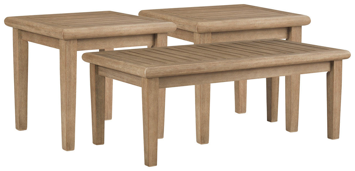 Gerianne 3-Piece Outdoor Coffee Table with 2 End Tables (Coffee Table, End Table, End Table)