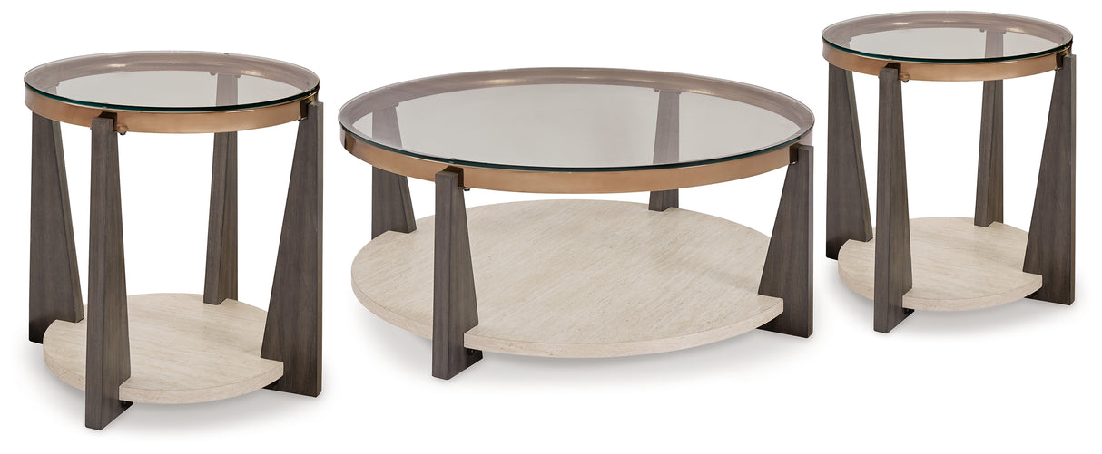 Frazwa 3-Piece Coffee Table with 2 End Tables (Coffee Table, End Table, End Table)