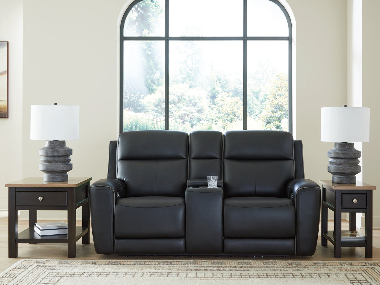 5Z-Comfort Power Reclining Loveseat with Console (Color: Onyx)