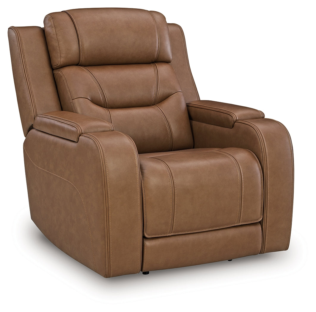 Knightington Power Recliner with Audio Seating (Color: Caramel)