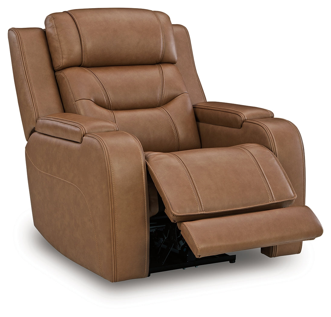 Knightington Power Recliner with Audio Seating (Color: Caramel)