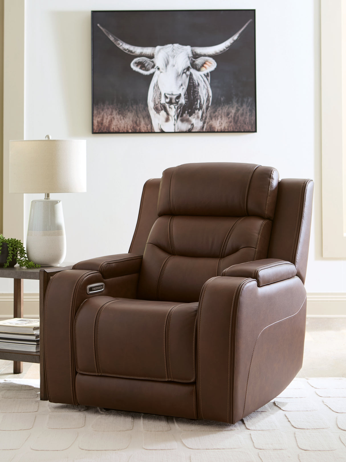 Knightington Power Recliner with Audio Seating (Color: Brown)