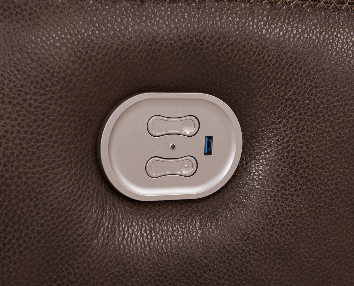 Alessandro Power Reclining Loveseat with Console (Color: Walnut)