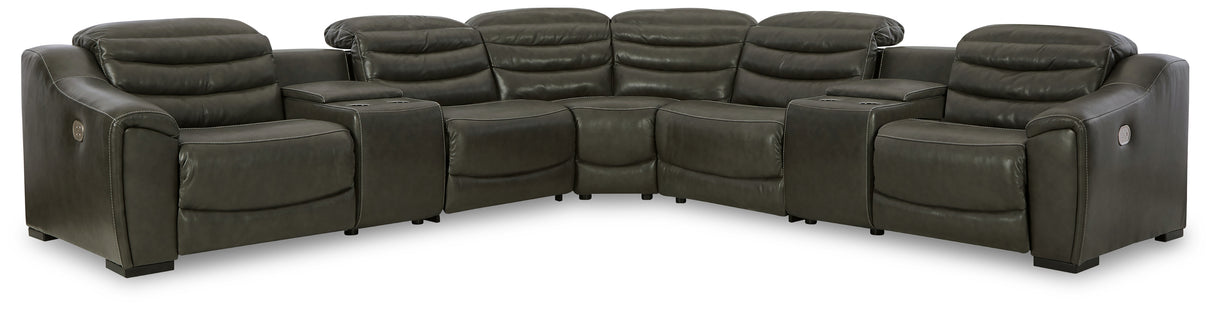 Center Line 5-Piece Power Reclining Sectional (Configuration: 7-Piece (Center Line Power Armless Recliner, Center Line Armless Chair, Center Line Console with Storage, Center Line Console with Storage, Center Line Left-Arm Facing Power Recliner, Center Line Right-Arm Facing Power Recliner, Center Line Wedge))
