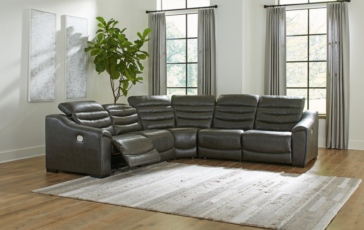 Center Line 5-Piece Power Reclining Sectional (Configuration: 5-Piece (Center Line Power Armless Recliner, Center Line Armless Chair, Center Line Left-Arm Facing Power Recliner, Center Line Right-Arm Facing Power Recliner, Center Line Wedge))