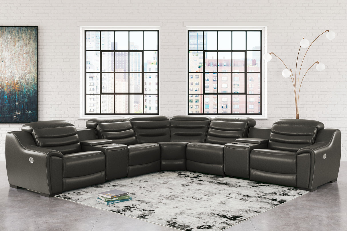 Center Line 5-Piece Power Reclining Sectional (Configuration: 7-Piece (Center Line Power Armless Recliner, Center Line Armless Chair, Center Line Console with Storage, Center Line Console with Storage, Center Line Left-Arm Facing Power Recliner, Center Line Right-Arm Facing Power Recliner, Center Line Wedge))