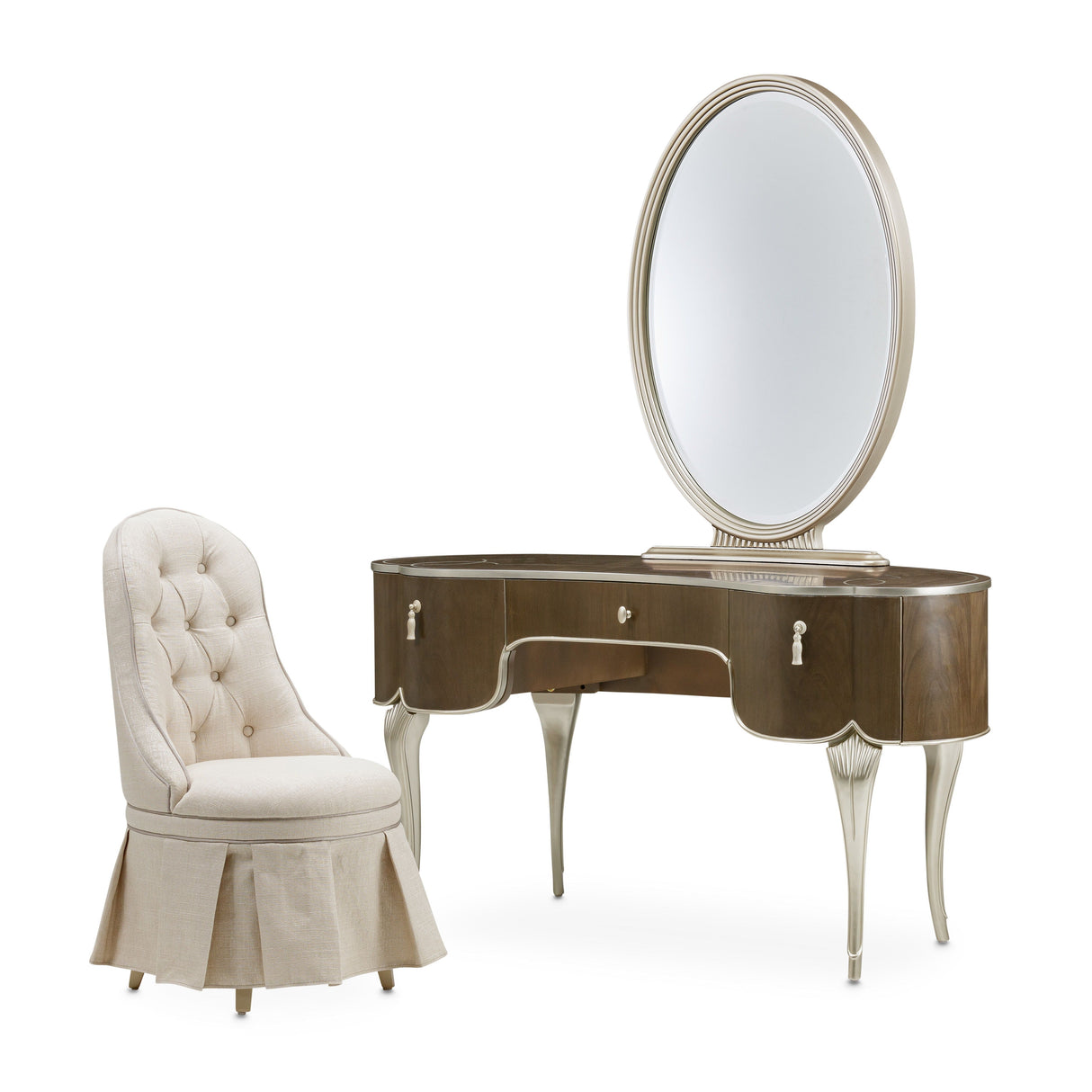 Villa Cherie - Vanity Set with Mirror & Chair - Hazelnut