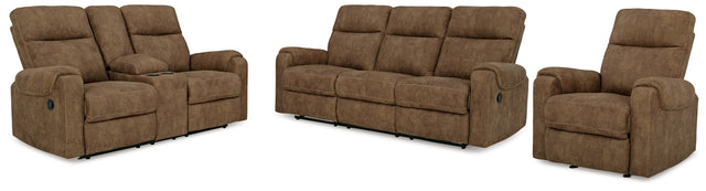 Edenwold 3-Piece Sofa, Loveseat and Recliner (Reclining Sofa, Reclining Loveseat with Console, Recliner)