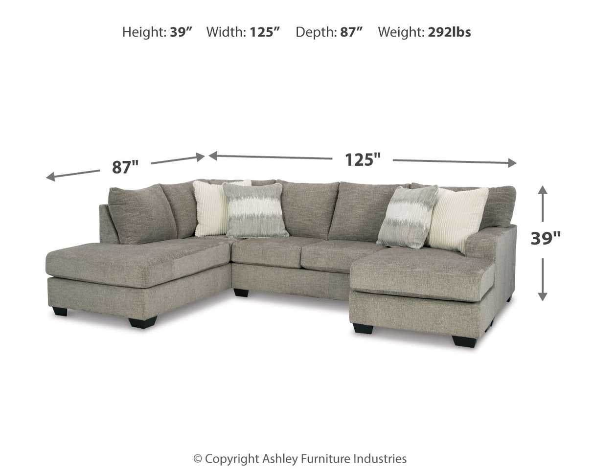 Creswell 3-Piece Sectional with Ottoman (Right-Arm Facing Sofa Chaise, Left-Arm Facing Corner Chaise, Ottoman With Storage)