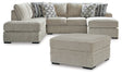 Calnita 3-Piece Sectional with Ottoman (Right-Arm Facing Sofa Chaise, Left-Arm Facing Corner Chaise, Ottoman With Storage)