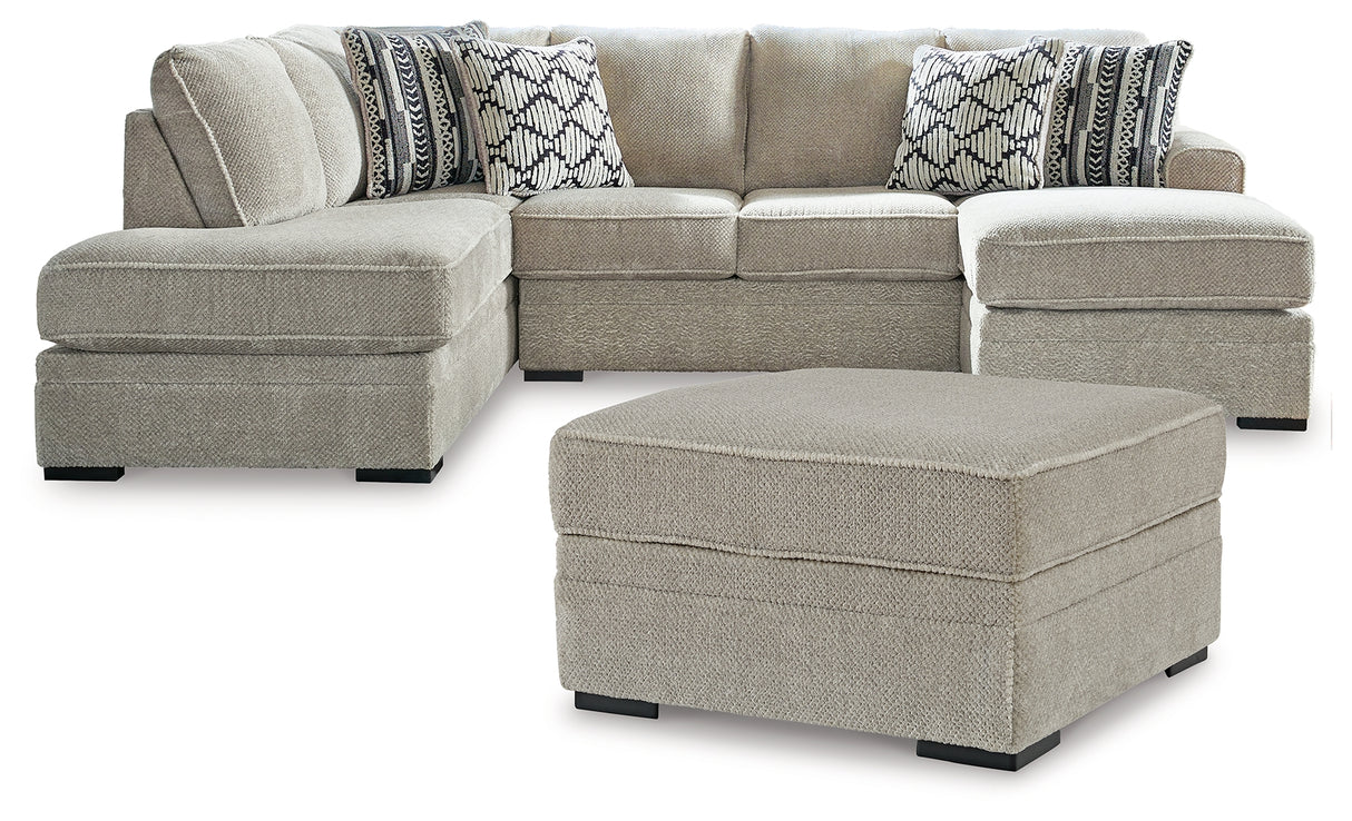 Calnita 3-Piece Sectional with Ottoman (Right-Arm Facing Sofa Chaise, Left-Arm Facing Corner Chaise, Ottoman With Storage)