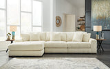 Lindyn 3-Piece Sectional with Chaise (Color: Ivory, Sectional Orientation: Left Arm Facing)