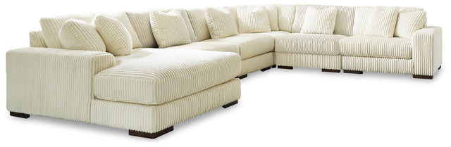 Lindyn 6-Piece Sectional with Chaise (Color: Ivory, Sectional Orientation: Left Arm Facing)