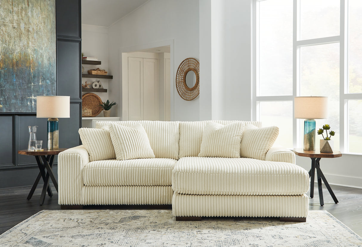 Lindyn 2-Piece Sectional with Chaise (Color: Ivory, Sectional Orientation: Right Arm Facing)