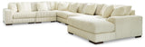 Lindyn 6-Piece Sectional with Chaise (Color: Ivory, Sectional Orientation: Right Arm Facing)