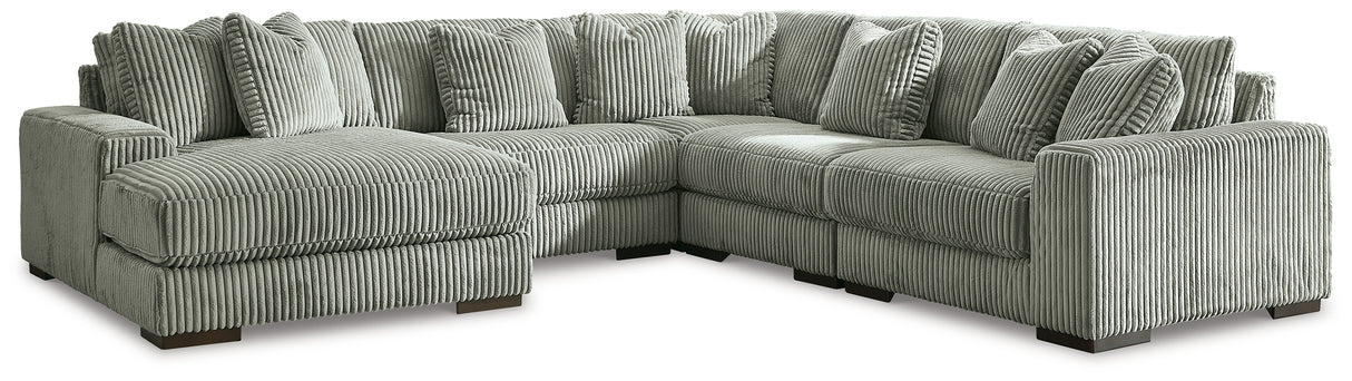Lindyn 5-Piece Sectional with Chaise (Color: Fog, Sectional Orientation: Left Arm Facing)