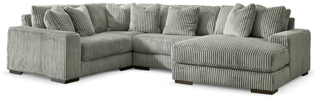 Lindyn 4-Piece Sectional with Chaise (Color: Fog, Sectional Orientation: Right Arm Facing)