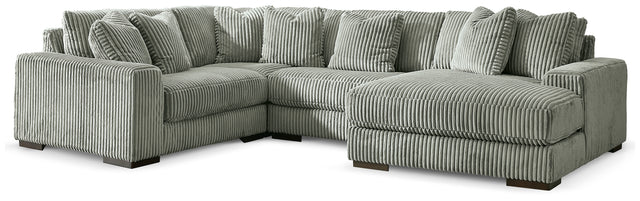 Lindyn 4-Piece Sectional with Chaise (Color: Fog, Sectional Orientation: Right Arm Facing)