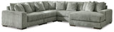 Lindyn 5-Piece Sectional with Chaise (Color: Fog, Sectional Orientation: Right Arm Facing)