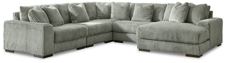 Lindyn 5-Piece Sectional with Chaise (Color: Fog, Sectional Orientation: Right Arm Facing)