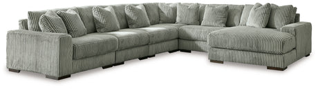 Lindyn 6-Piece Sectional with Chaise (Color: Fog, Sectional Orientation: Right Arm Facing)