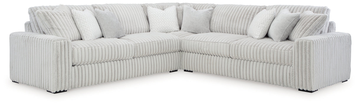 Stupendous 4-Piece Sectional with Ottoman (Left-Arm Facing Sofa, Right-Arm Facing Sofa, Wedge, Oversized Accent Ottoman)