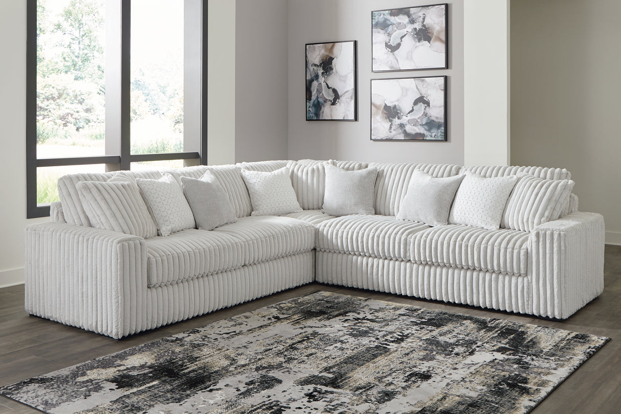 Stupendous 4-Piece Sectional with Ottoman (Left-Arm Facing Sofa, Right-Arm Facing Sofa, Wedge, Oversized Accent Ottoman)