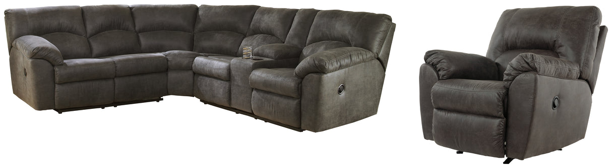 Tambo 3-Piece Sectional with Recliner (Left-Arm Facing Reclining Loveseat, Right-Arm Facing Reclining Loveseat, Recliner)