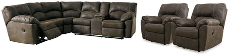 Tambo 2-Piece Reclining Sectional and 2 Recliners