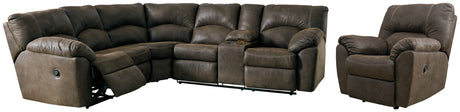 Tambo 3-Piece Sectional with Recliner (Left-Arm Facing Reclining Loveseat, Right-Arm Facing Reclining Loveseat, Recliner)
