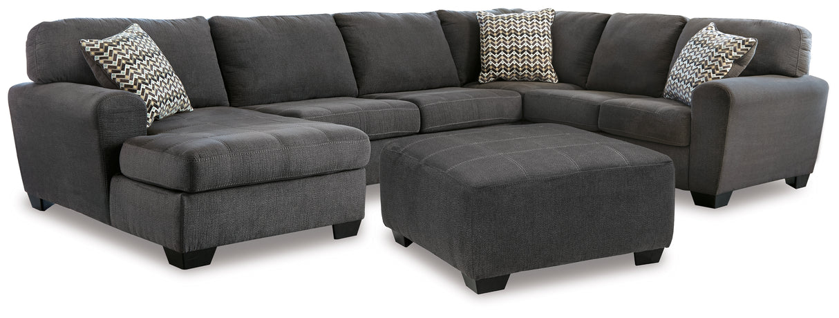 Ambee 4-Piece Sectional with Ottoman (Left-Arm Facing Corner Chaise, Armless Loveseat, Right-Arm Facing Sofa, Oversized Accent Ottoman)
