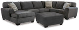 Ambee 4-Piece Sectional with Ottoman (Left-Arm Facing Corner Chaise, Armless Loveseat, Right-Arm Facing Sofa, Oversized Accent Ottoman)