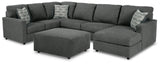 Edenfield 4-Piece Sectional with Ottoman (Right-Arm Facing Corner Chaise, Armless Loveseat, Left-Arm Facing Sofa with Corner Wedge, Oversized Accent Ottoman)
