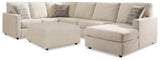 Edenfield 4-Piece Sectional with Ottoman (Right-Arm Facing Corner Chaise, Armless Loveseat, Left-Arm Facing Sofa with Corner Wedge, Oversized Accent Ottoman)