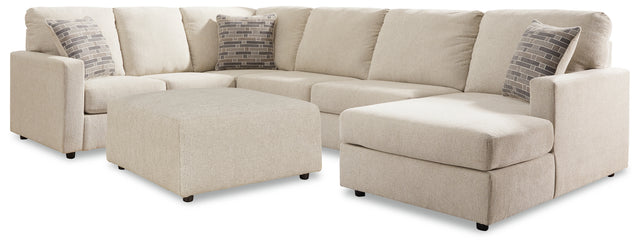 Edenfield 4-Piece Sectional with Ottoman (Right-Arm Facing Corner Chaise, Armless Loveseat, Left-Arm Facing Sofa with Corner Wedge, Oversized Accent Ottoman)