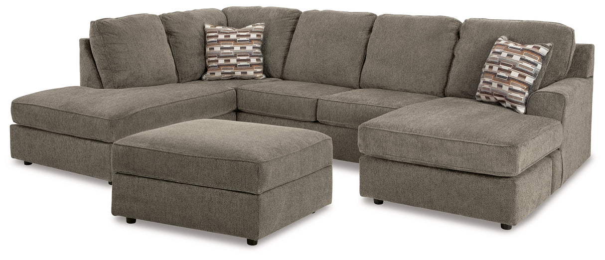 O'Phannon 3-Piece Sectional with Ottoman (Right-Arm Facing Sofa Chaise, Left-Arm Facing Corner Chaise, Ottoman With Storage)