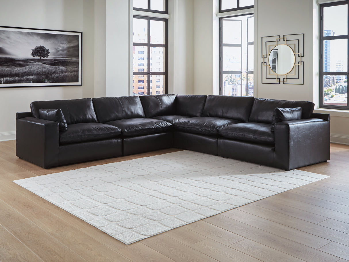 Emilia 5-Piece Sectional (Color: Black)