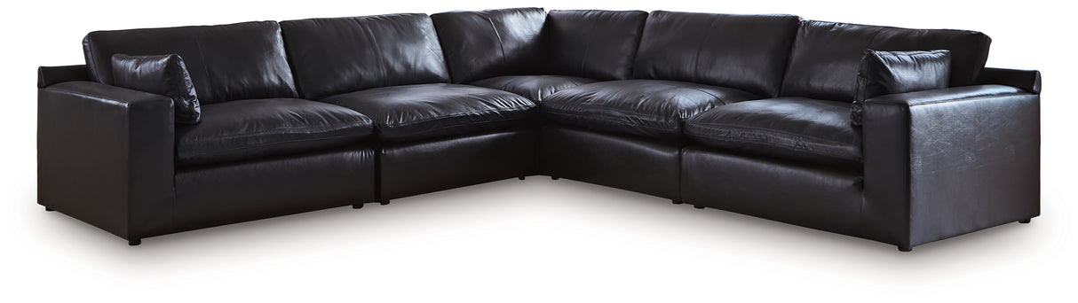 Emilia 5-Piece Sectional (Color: Black)