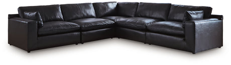 Emilia 5-Piece Sectional (Color: Black)