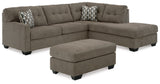 Mahoney 3-Piece Sectional with Ottoman (Right-Arm Facing Corner Chaise, Left-Arm Facing Sofa, Oversized Accent Ottoman)