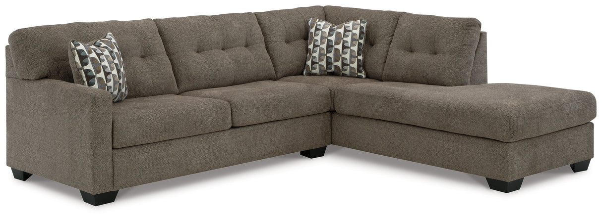 Mahoney 2-Piece Sectional with Chaise (Color: Chocolate, Sectional Orientation: Right Arm Facing)