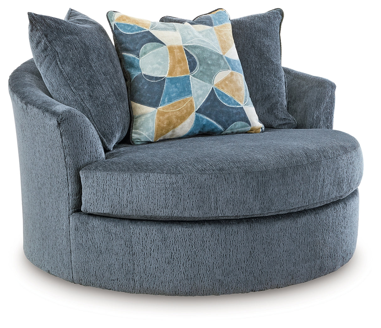 Maxon Place Oversized Swivel Accent Chair (Color: Navy)