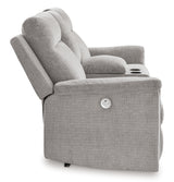 Barnsana Power Reclining Loveseat with Console (Color: Ash)