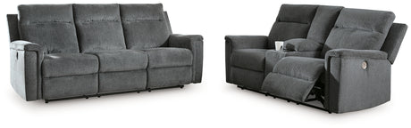 Barnsana 2-Piece Sofa and Loveseat (Power Reclining Sofa, Power Reclining Loveseat with Console)