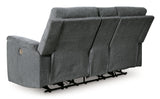 Barnsana Power Reclining Loveseat with Console (Color: Gravel)