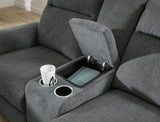 Barnsana Power Reclining Loveseat with Console (Color: Gravel)