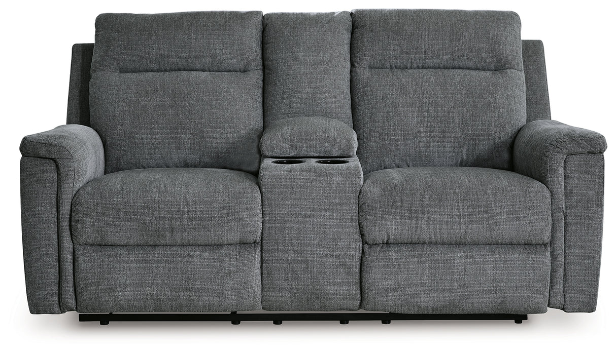 Barnsana Power Reclining Loveseat with Console (Color: Gravel)