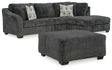 Biddeford 3-Piece Sectional with Ottoman (Right-Arm Facing Corner Chaise, Left-Arm Facing Sofa, Oversized Accent Ottoman)