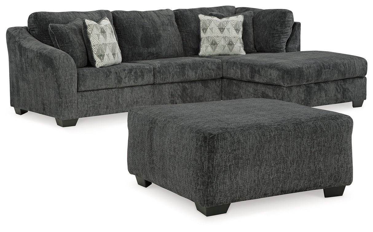 Biddeford 3-Piece Sectional with Ottoman (Right-Arm Facing Corner Chaise, Left-Arm Facing Sofa, Oversized Accent Ottoman)